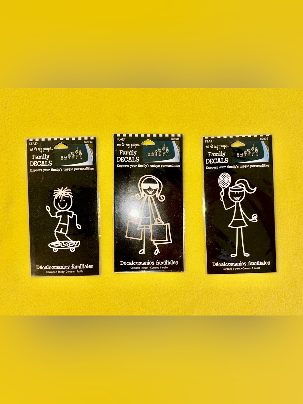 3 - Me & My Peeps, Family Auto Decals - Plaid - BRAND NEW